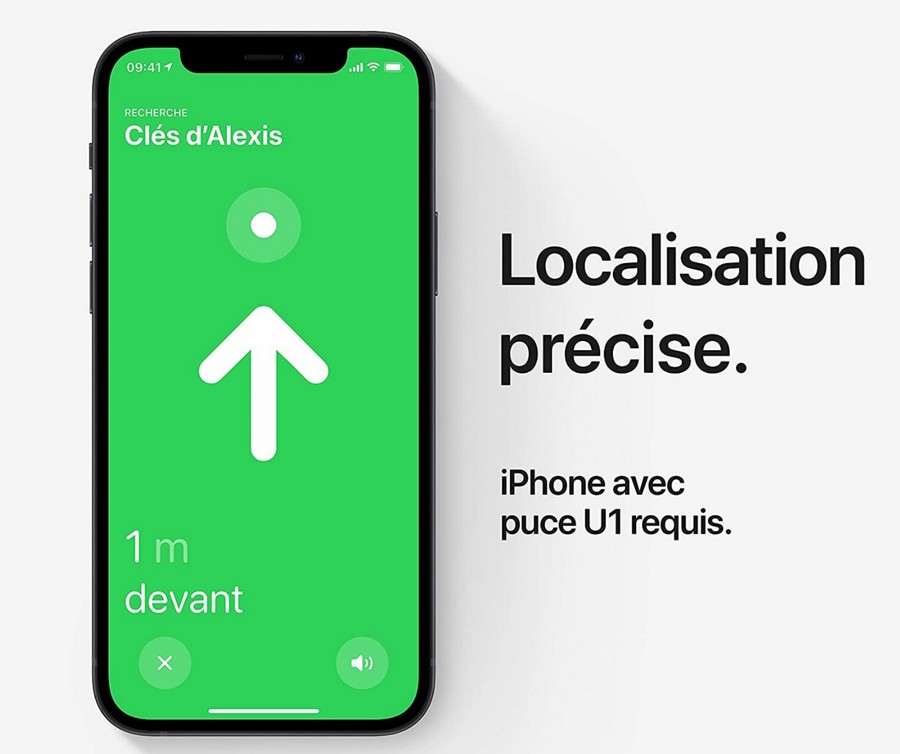 visuel de la localisation précise pour Apple airtag